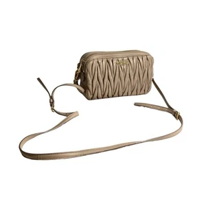 Miu Miu Matelasse Mini Shoulder Bag Crossbody Bag Leather Beige - Picture 1 of 12