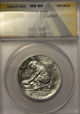1925-S California Jubilee Com. Half Dollar Graded ANACS MS60 Details Cleaned - Image 1 of 4