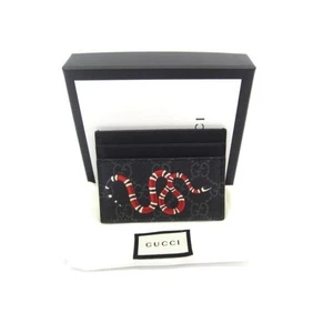 Auth GUCCI GG Supreme CardCase King Snake PassCase Business Holder Black w/Box - Picture 1 of 5