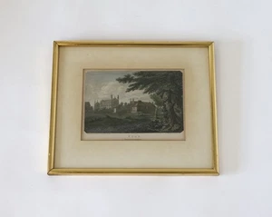 Vintage Engraving Print Eton Buckinghamshire Gold Frame 10” X 9” - Picture 1 of 6