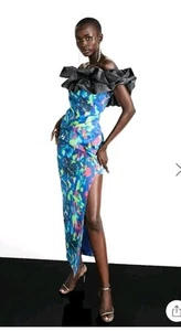 Karen Millen Size 8 Weston Kaleidoscope Print Bardot Maxi Dress - Picture 1 of 12