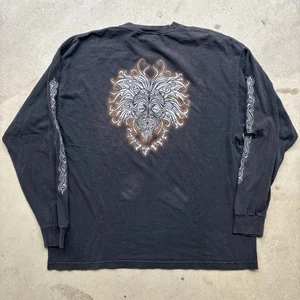 Vintage Y2K Cyber Sigilism BullHead Long Sleeve print Black Tee T-Shirt XL - Picture 1 of 6