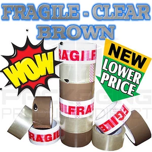 STRONG PACKING TAPE - BROWN / CLEAR / FRAGILE 48mm x 50M Rolls PARCEL TAPE - Imagen 1 de 1