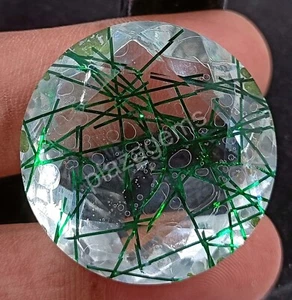 98.75 CT Round Green Rutilated Quartz Certified Transparent Loose Gems 5MRS - Picture 1 of 7