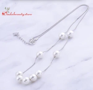 Echte s925 Sterling Silber Halskette mit künstlicher weißer Perle. - Bild 1 von 2