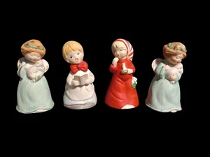VTG Set Of 4 Jasco 1978 Merri Bells Fine Bisque Porcelain Bell Figurine 4” - Picture 1 of 3