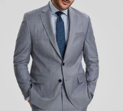 Michael Kors Men's Gray Classic-Fit Wool-Blend 2-PCJacket Pants Suit Size 44R - Image 1 of 2