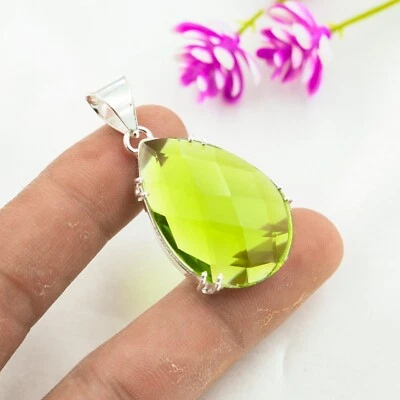 Colgante de piedras preciosas de peridoto hecho a mano joyería de plata de ley 925 mejores amigos regalos Foto 1 de 4