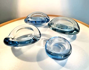 Holmegaard Per Lutken Akva Glass Ashtrays Signed 17199 & 15788 Mid Century Art - Picture 1 of 44