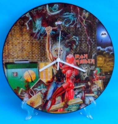 IRON MAIDEN CLOCK Upcycled Vinyl ROCK Record Picture Disc 12P130 12" Wall Clock - Image 1 of 4