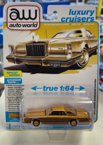 Auto World Luxury Cruisers R6 Vers B #3 1979 Lincoln Continental Lowrider dorado - Imagen 1 de 3