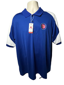 Antigua Men's Polyester Short Sleeve Blue White Chicago Cubs Polo Shirt Size 2XL