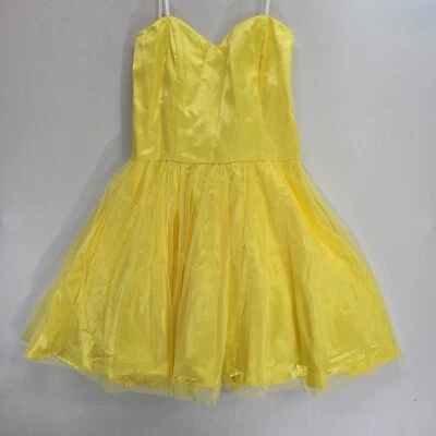 Vestido Steppin Out Formal Corto Sin Tirantes Amarillo Falda Tul Nuevo con Etiquetas Foto 1 de 4