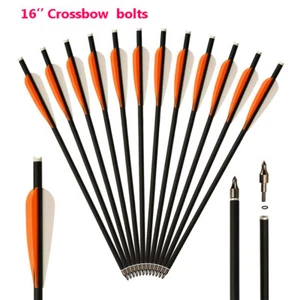 6/12Pc Bolts Arrows 16" Archery Arrows Carbon Arrow Hunting 4'' Vanes - Picture 1 of 22
