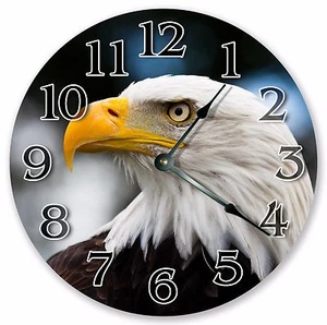 Birds Novelty Wall Clocks Silent Personalized Custom BALD HEAD EAGLE CLOCK 3055 - Picture 1 of 7