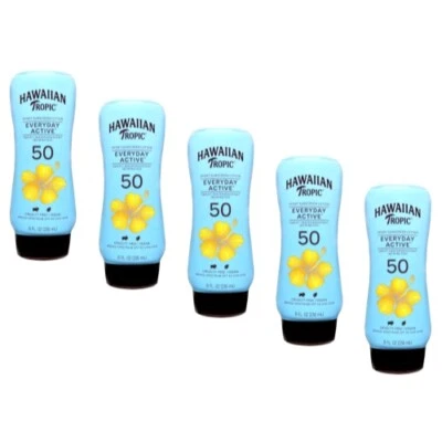 Loción deportiva Hawaiian Tropic Everyday Active Island - SPF50, 8 fl oz - Paquete de 5 Foto 1 de 4
