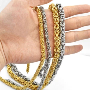 Stainless Steel Necklace Or Bracelet 6/8/10mm Byzantine Chain Men Womens Jewelry - Picture 1 of 19