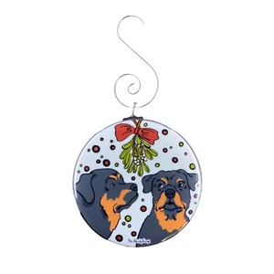 Rottweiler Hund Mistelzweig Weihnachten Urlaub Ornament Geschenk Sammlerstück Deko - Bild 1 von 3