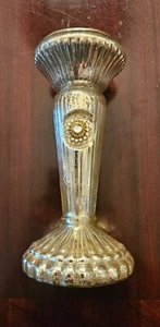 Geriffelter goldfarbener Glas Kerzenständer 9" hoch Strass Dekoration - Bild 1 von 6