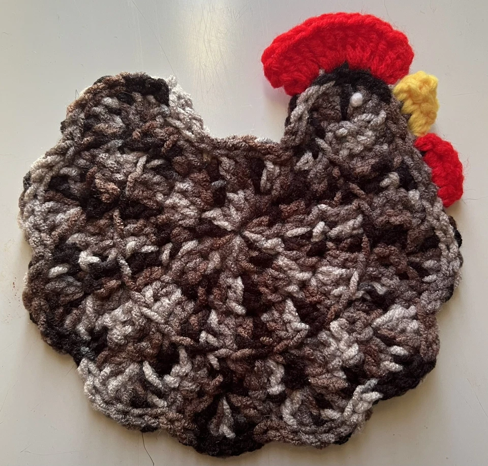 Juego de 4 posavasos de pollo de ganchillo hechos a mano decoración de granja Foto 1 de 1