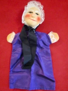 KERSA Grandma Hand Puppet Germany Felt Oma Grandmother Old Lady Purple Dress - Picture 1 of 3