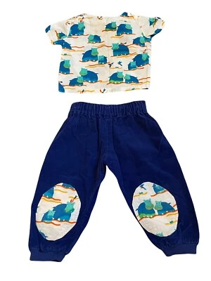 Vtg Unbranded Homemade Toddler Outfit Set Shirt Pants Hippopotamus 18 24 Mos 2T - Image 1 of 2