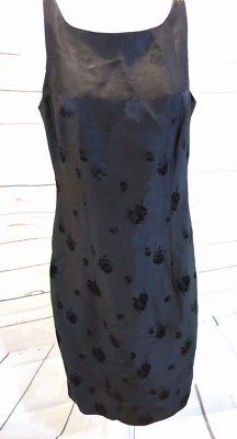 Vestido Ann Taylor Talla 4 100% Seda Negro Correa Espagueti Patrón Floral Usado en Excelente Condición Foto 1 de 4