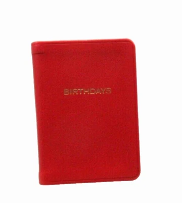 BIRTHDAYS Mini Datebook Leather Soft Cover  3x4" Post Miniatures Orvis RED - Image 1 of 4