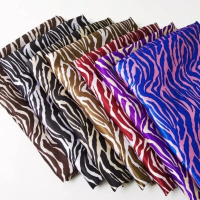 1 yard X 1.48 meter Stripe Zebra Satin Print Fabric Lining Soft - Image 1 of 4