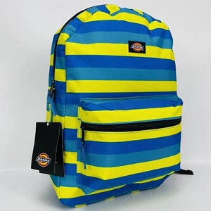 Mochila Dickies The Freshman Student azul amarillo a rayas 17"" con bolsillo para computadora portátil - Imagen 1 de 24