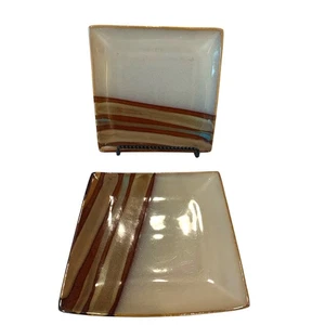 Sango Avanti Brown Salad Lunch Plates 4722 8" Square Glazed Stoneware Set of 2 - Picture 1 of 2