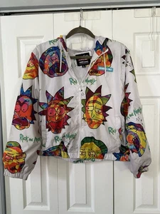 Rick and Morty Large Jacket Womens White Members Only Adult Swim Windbreaker - Picture 1 of 6