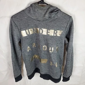 Under Armour Hoodie Women's XS Gray Metallic Foil ColdGear Loose Sweatshirt UA - Picture 1 of 8