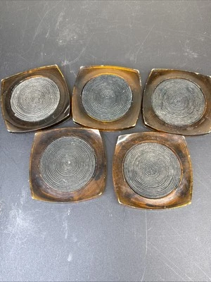 Juego de 5 posavasos de cuerda de celulosa vintage de acrílico Lucite con caparazón de tortuga Foto 1 de 2
