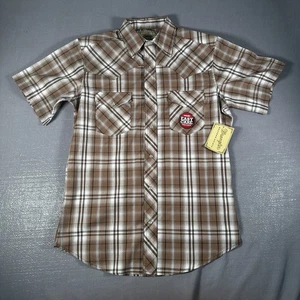 Wrangler Shirt Mens Medium Multicolor Plaid Short Sleeve PearlSnap Cotton Blend - Picture 1 of 16