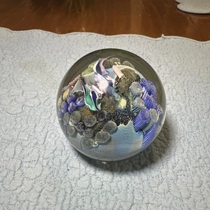 Josh Simpson Inhabited Planet Ocean Life Signed Glass Paperweight - Picture 1 of 13