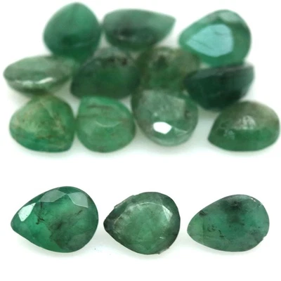 14 piezas de pera esmeralda verde Zambia de 6,92 quilates sin calefacción Foto 1 de 4