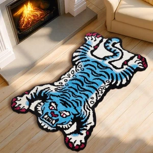 Blue Tibetan Tiger Hallways Bathroom Runners Rug Bath Mat Non Slip 3.3x5ft, S... - Picture 1 of 9