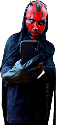 DARTH MAUL COSTUME STAR WARS LUCAS FILMS MASK  WITH HOOD AND FLOOR-LENGTH CAPE - Image 1 of 4