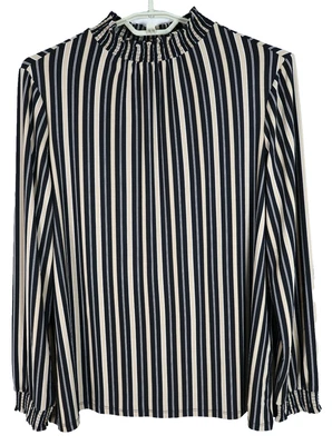 ANNE KLEIN 女式弹力涤纶长袖衬衫条纹多色 XL — 第 1/4 张图片