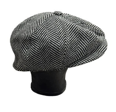 Vtg POLO Ralph Lauren Hat Cap Black Herringbone Newsboy Wool Tweed Cabbie USA L? - Image 1 of 4