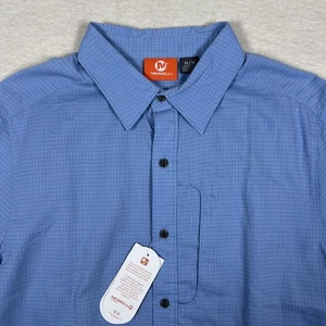 Merrell Shirt Mens Medium Blue Short Sleeve Button Down UPF 30+ Hiking Travel - Picture 1 of 10