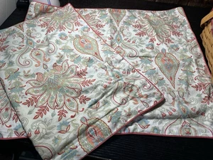 Raymond Waites Standard Pillow Shams Pair Excellent Coral and Aqua 23x30 - Picture 1 of 8