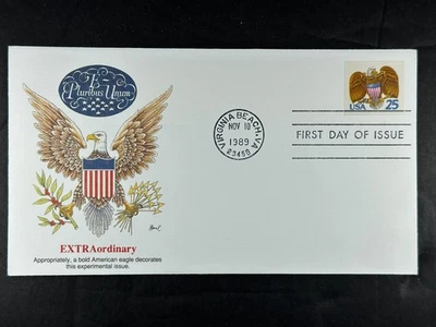 US FDC 1989 EXTRAordinary Eagle FDC 25c E Pluribus Unum Cachet USA Cover a809 - Image 1 of 2