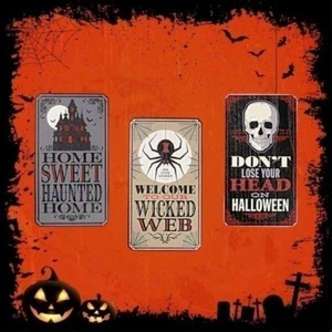 Insegne in legno gotiche Halloween confezione da 3 - Foto 1 di 2
