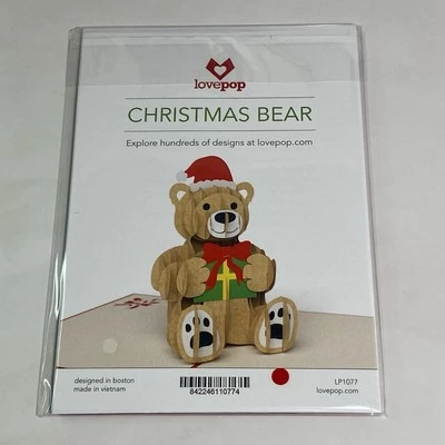 Lovepop LP1077 OSO DE NAVIDAD Slicegami Pop Up 3D Tarjeta de Felicitación de Navidad Foto 1 de 2