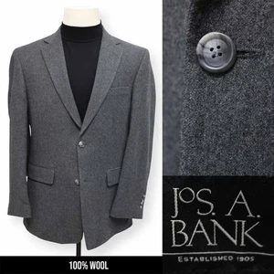 JOS A BANK mens solid gray 100% WOOL soft sport coat suit jacket blazer 40 R - Picture 1 of 15