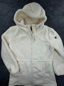1 Madison Expedition Jacket Womens Large White Faux Fur Hooded Fleece Full Zip - Picture 1 of 11