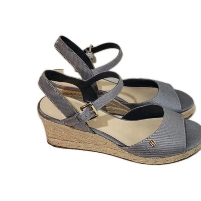 Tommy Hilfiger Mujer Azul Blanco Rayas Gallie Cuña Sandalia Alpargata Talla 9.5M Foto 1 de 4