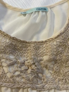 Sheer lace boho blouse – soft beige romantic cottagecore top (M) - Picture 1 of 8